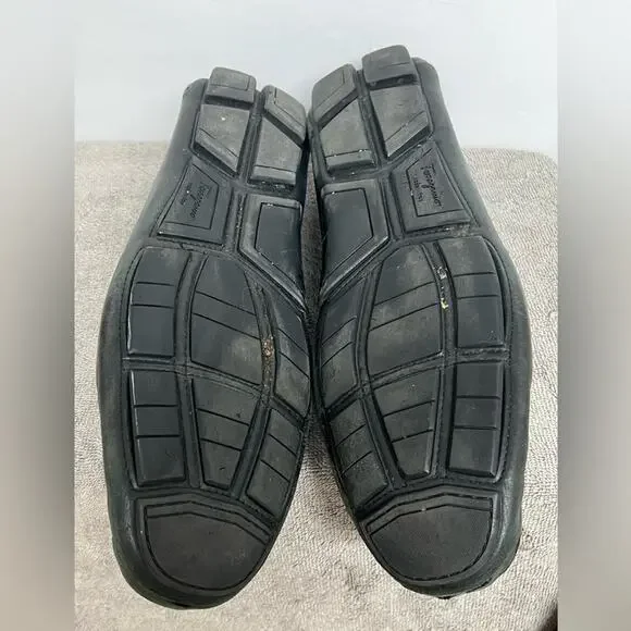 Salvatore Ferragamo Sardegna Driver Loafers Men Black Leather Shoes Size 13 D - Picture 10 of 11